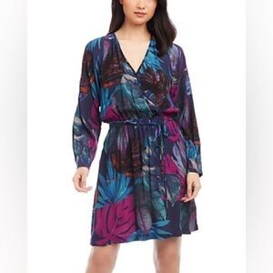 NWT Karen Kane Midnight Garden Faux Wrap Dress